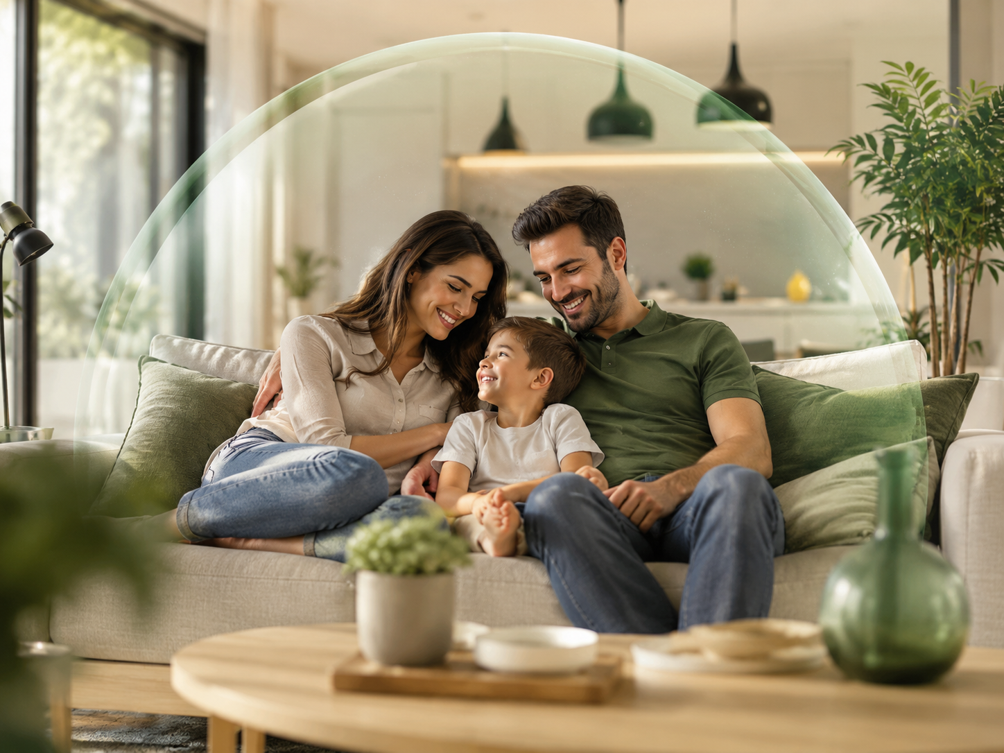 Família protegida em casa